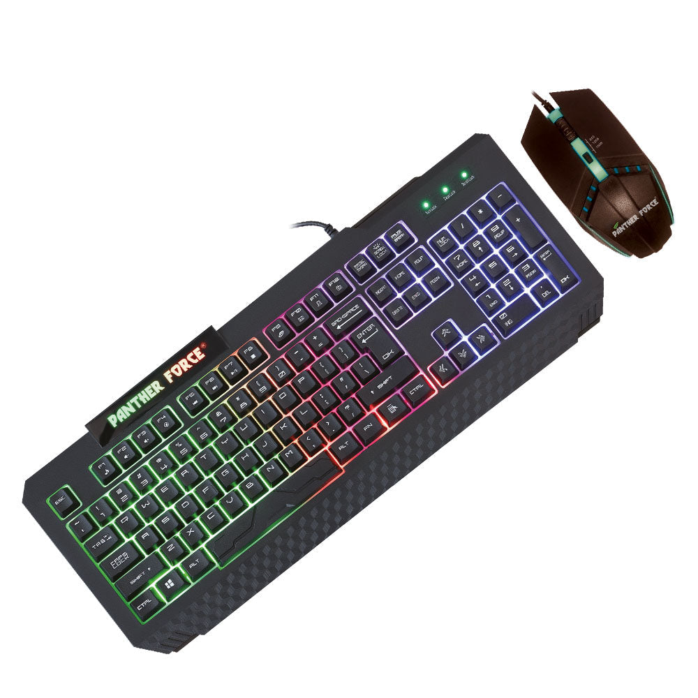 Panther Force Gaming Keyboard & Mouse Combo - PF139 - RGB Backlit, Anti-Ghosting Keys, Ergonomic High-DPI Mouse, Durable Build Quality, Plug-and-Play for PC, Mac, & Gaming Consoles Panther Force Gaming Keyboard & Mouse Combo - PF139 - RGB Backlit, Anti-Ghosting Keys, Ergonomic High-DPI Mouse, Durable Build Quality, Plug-and-Play for PC, Mac, & Gaming Consoles